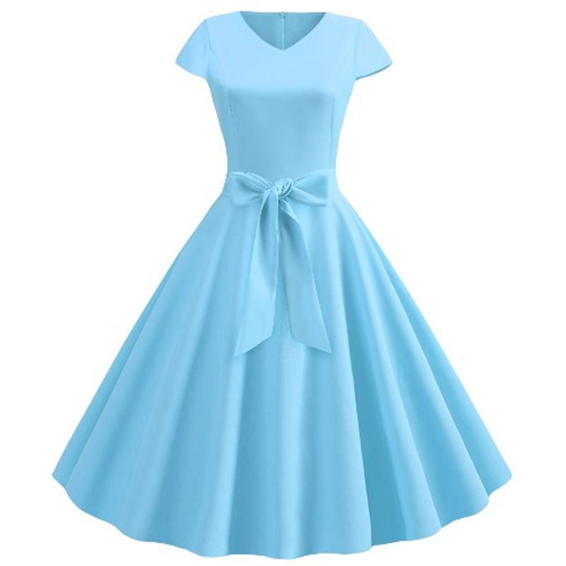 Summer V-neck Solid Color Sleeve Dress Bottoming Skirt 10 Colors 5 Sizes Summer Women&#039;s Skirt