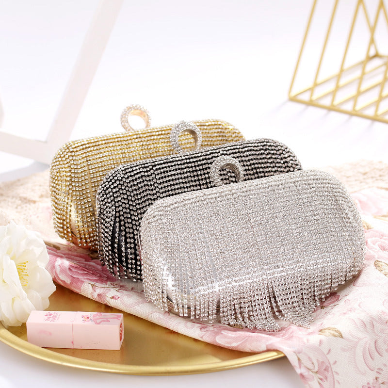 New Cross-border Dinner Bag, European And American Ladies Clutch Bag, Ring-encrusted Diamond Banquet Bag, Matching Dress Evening Bag