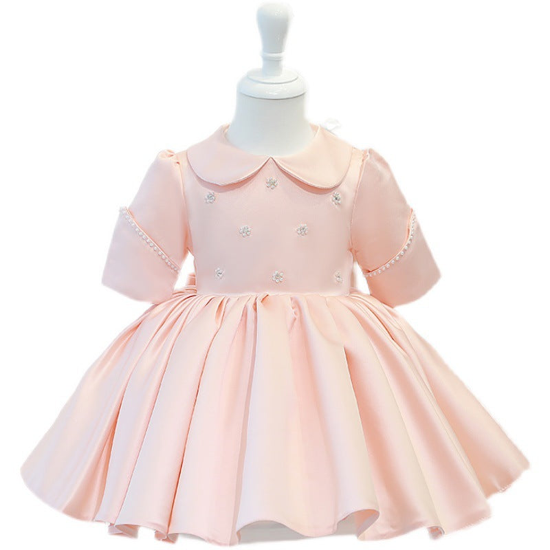 Wholesale Children&#039;s 2024 New Pink Princess Dress Piano Playing Small Host Girl Baby One Year Old Dress