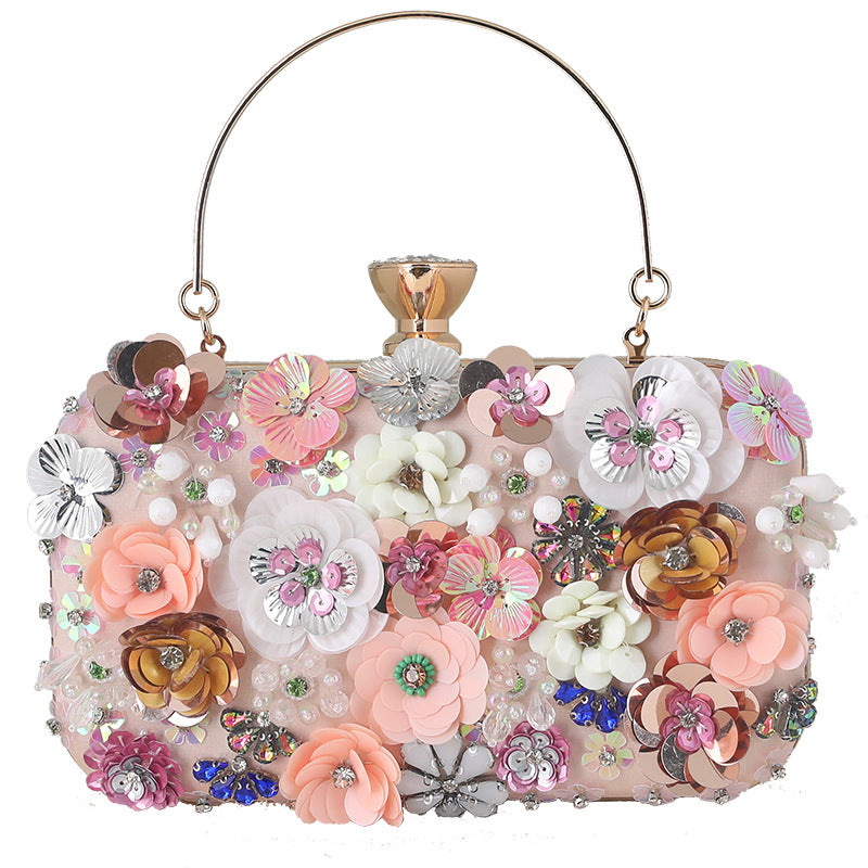 New Cross-border Dinner Bag Handmade Flower Banquet Bag Party Ladies Clutch Bag Evening Beaded Embroidery Bag